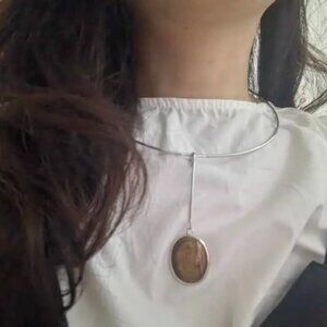 Earthy Wood Grain Abstract Pendant Necklace Modern Bohemian Jewelry